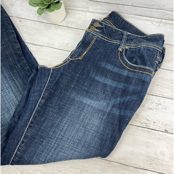 Y2K Decree Flare Dark Blue Jeans Size 15 Low Waist Bootcut Flare Stretch - Picture 5 of 12